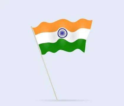 Indian flag on flagpole waving in the wind. Vector illustration. Illustrazione stock