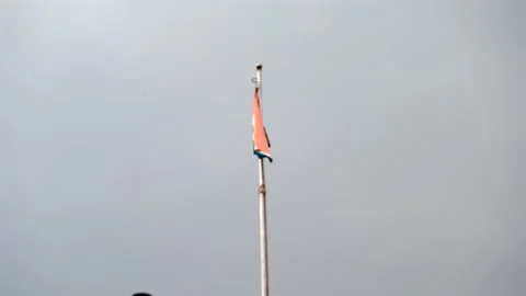 Indian flag fluttering against a cloudy sky Stock Footage 308158633