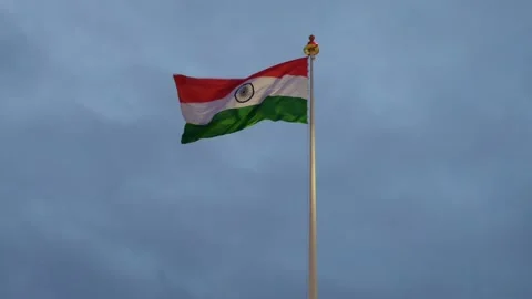 Indian Flag fluttering in the wind Stock Footage 137665019