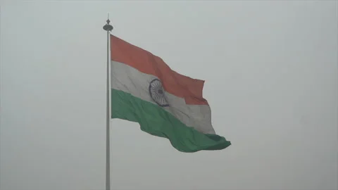 Indian Flag Flying High in Slow Motion Video stock 146755540