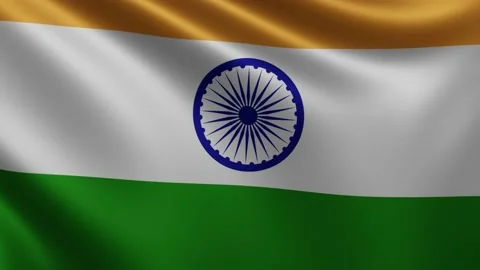 Indian flag flying in the wind close up, Indian national flag flying in 3d Stock Footage 218989884