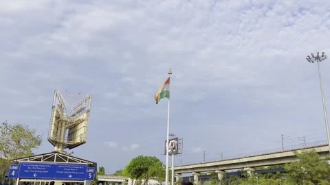 Indian flag is flying in wind. Stock Footage 279056329