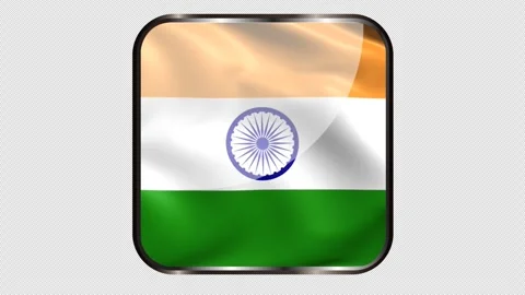Indian Flag Icon Rectangle Vibrant Colors and Symbolism India Independence Stock Footage 314431023