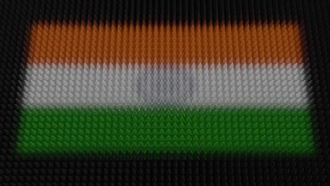 Indian Flag Light Shining on Scrolling Bullets Stock Footage 254799810
