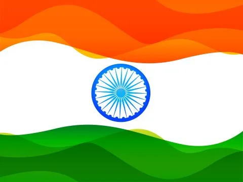 Indian flag made in simple wave style with tricolor Stock Illustration