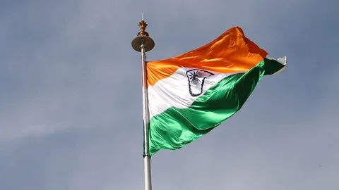 Indian Flag a man crossing Stock Footage 101745941