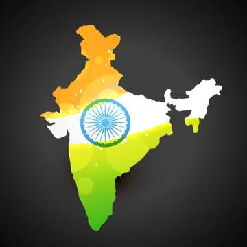 Indian flag map Illustrazione stock