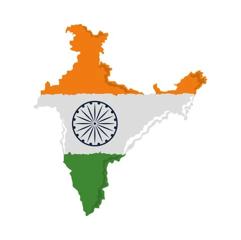 Indian flag in the map Stock Illustration