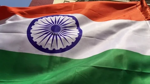 Indian flag moving in air Stock Footage 104034316