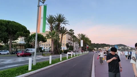 Indian flag in Nice for Bharat Innovates 2026 exhibition 스톡 동영상 336923288
