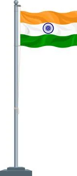Indian Flag On Pole. Stock Illustration