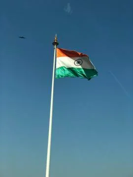Indian Flag on the pole Stock Photos