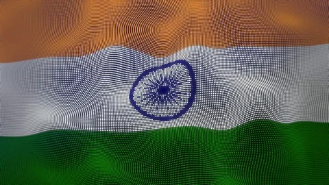 Indian flag  projected onto tiny dots imitating a flag flying in the wind Stock Footage 122418801