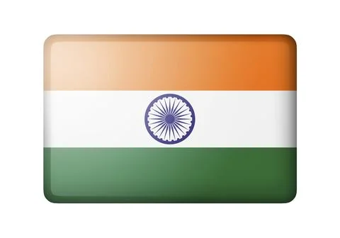 The Indian flag. Rectangular matte icon. Isolated on white background Stock Illustration