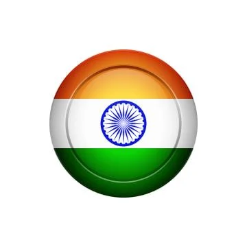 Indian flag on the round button, vector illustration Stock Illustration