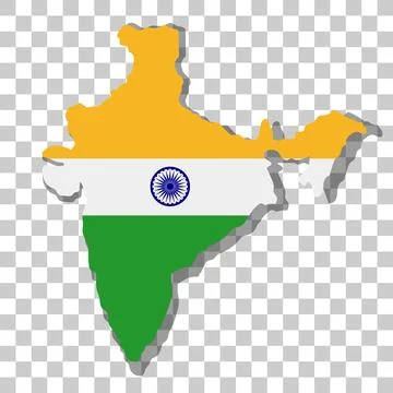 The Indian flag in the shape of the Indian continent. Vector. Stock Illustration