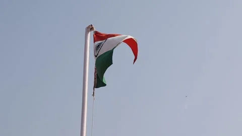 Indian Flag in sky  During Independence Day in school Stock Footage 135382011