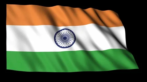Indian Flag Slow Animation on Black Background Stock Footage 321384795