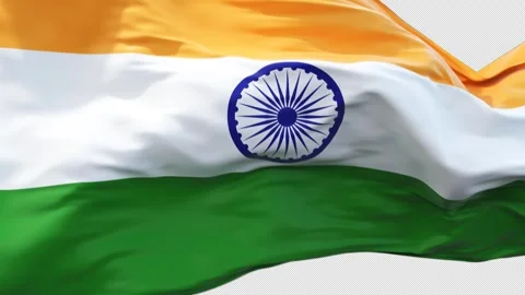 Indian Flag Smooth Transition Alpha Stock Footage 308636759