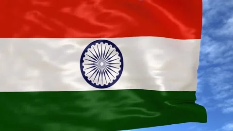 INDIAN FLAG WAVING   ON 15 AUGUST INDEPENDENCE DAY / REPUBLIC DAY 26 JANUARY Stock Footage 135779203