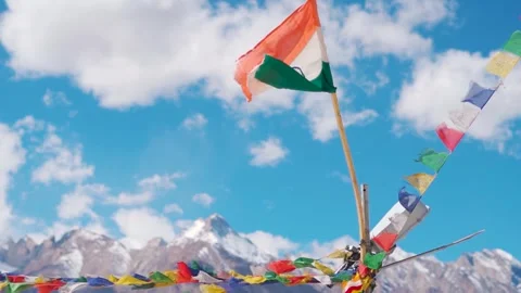 Indian flag waving on parked fishing boa, Stock Video