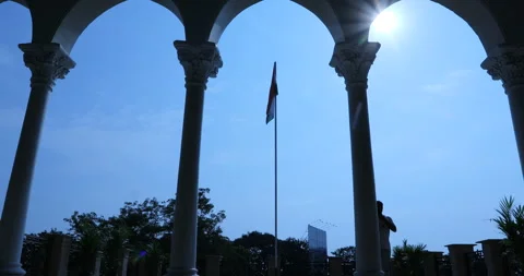 Indian Flag Waving in the Night Stock Footage 288636074