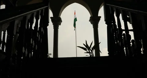 Indian Flag Waving on Pole Stock Footage 288640128