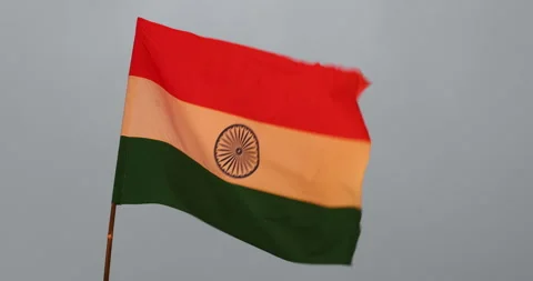 Indian Flag Waving on Pole Stock Footage 335629829
