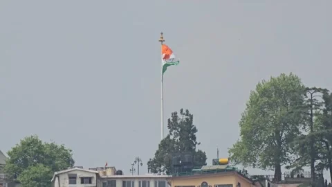 The Indian flag is waving in simla. Stock Footage 308442470