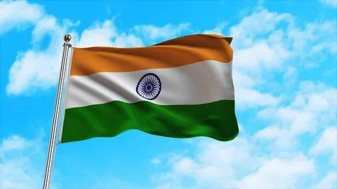Indian Flag waving in the Sky Ilustración de archivo