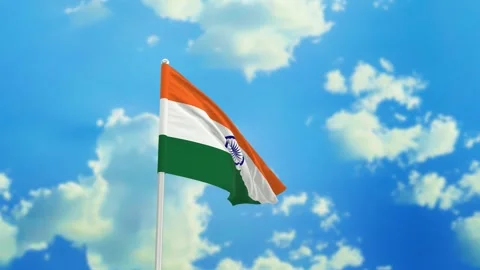 Indian flag waving in the wind against the sky Stock Footage 281293619