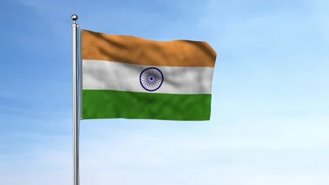 Indian flag waving in the wind with realistic blue sky background Stock Footage 314434434
