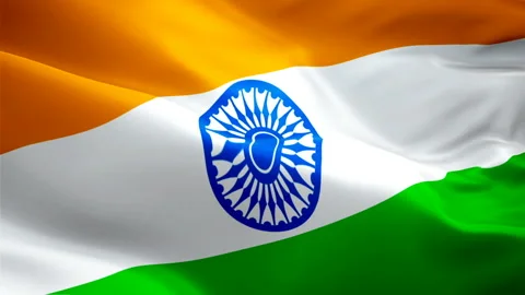 Indian flag waving in wind video footage Full HD. Realistic Indian Flag Stock Footage 102944923