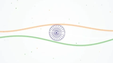 Indian Flag Wavy Lines with Rotating Ashoka Chakra Animation Loop Video stock 342300426