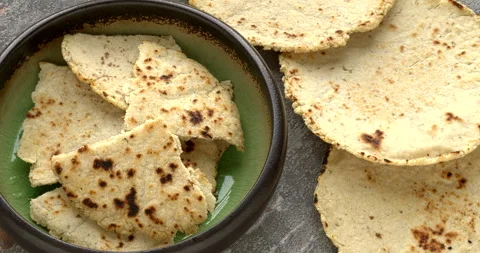 Indian flat corn bread (Makki ki Roti). Stock Footage 296630607