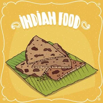 Indian flatbread Roti or Chapati or Paratha Stock Illustration