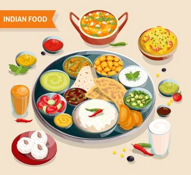 Indian Food Composition Stock Illustration
