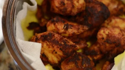 Indian Fried Chicken with EXTRA bursting Flavor Stock Footage 130356737
