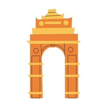 Indian Gate of Delhi vector illustration isolated. India landmark and famous Stock Illustration