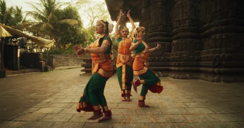 Indian Girls Performing Traditional Dance Stock Footage 260732453