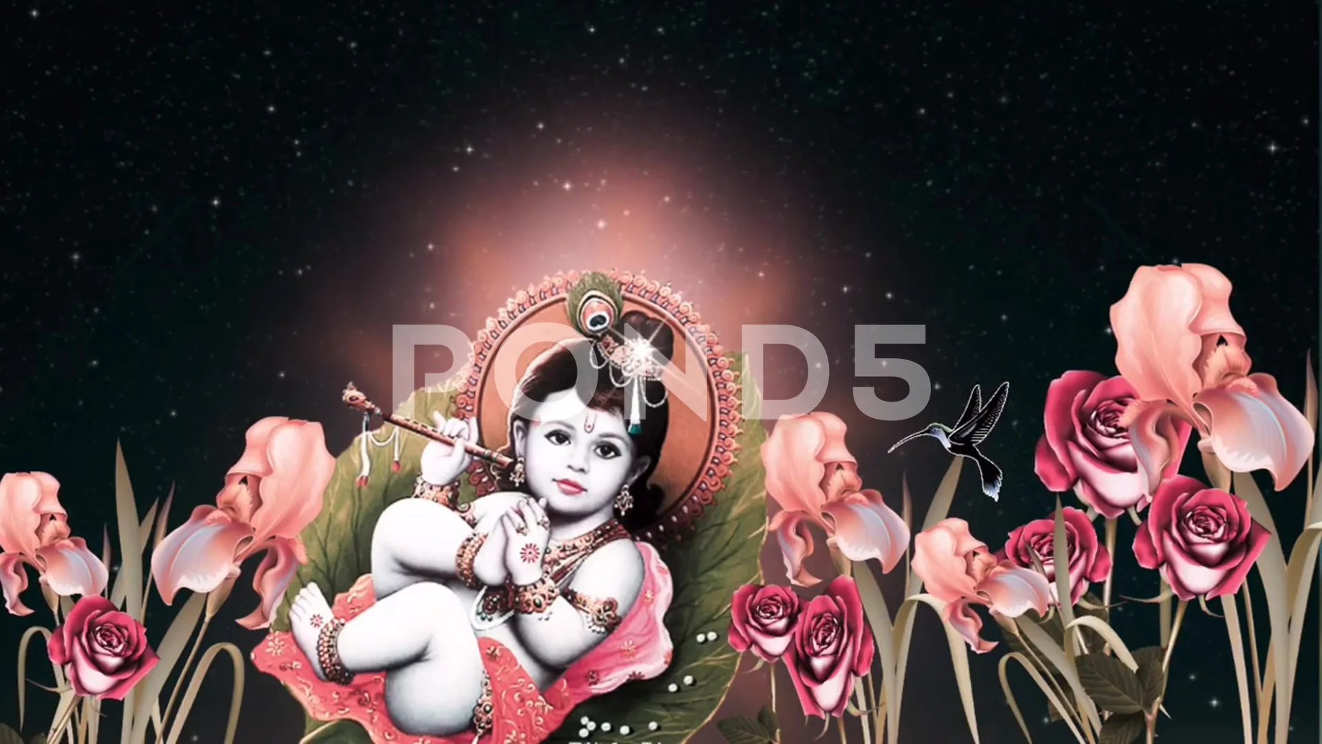 Indian god baby Krishna in garden, brigh... | Stock Video | Pond5
