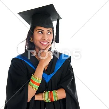Indian graduate student thinking Stock Photos