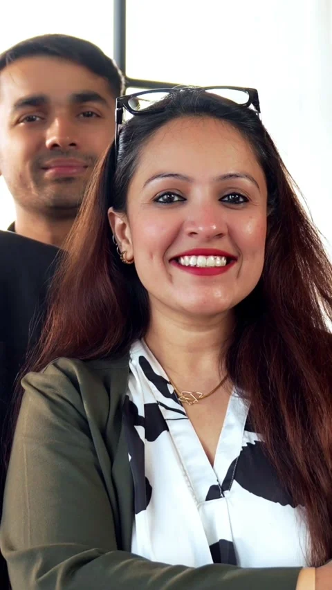 Indian group of confident corporate professionals in formal attire in office Stock Footage 342574009