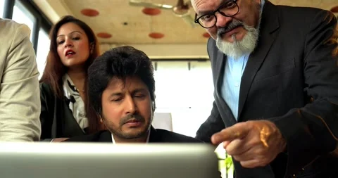 Indian group of confident corporate professionals in formal attire in office Stock Footage 342574085