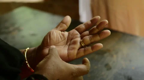 Indian Handmade Clay Jewellery Hand Forming ornament close up Stock Footage 58059751