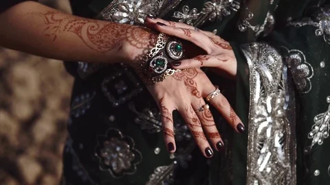 Indian hands with jewelry Video stock 79585073