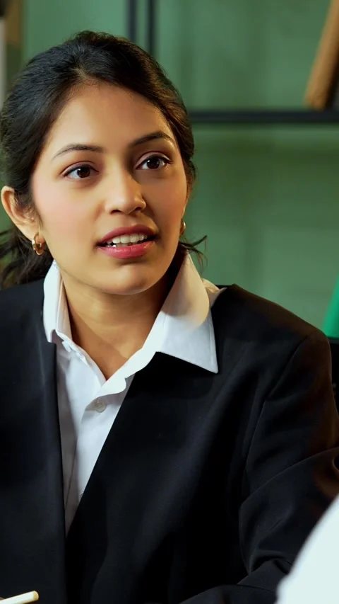 Indian happy couple signing documents after discussing matters with consultant Stock Footage 342714593