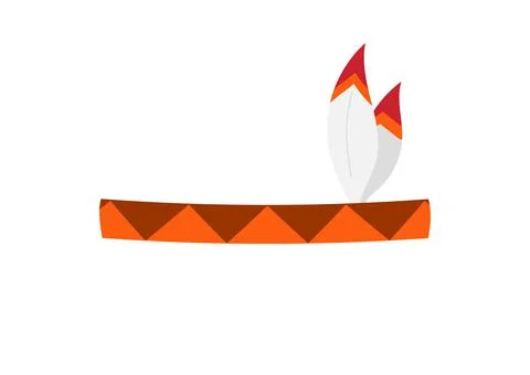 Indian hat with feathers carnival accessory icon isolated on white background. Illustration