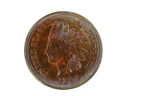 Indian Head Cent in mint state condition isolated on white Stock Photos