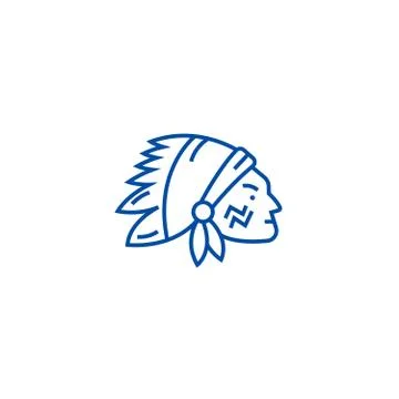 Indian head line icon concept. Indian head flat vector symbol, sign, outline Ilustração Stock